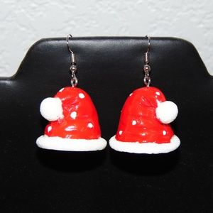 Super Cute Red Santa Hat Earrings